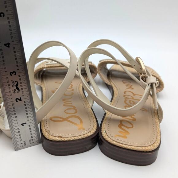 Sam Edelman Ilsie Logo Flat Sandals Women's Ivory/Natural Size US8M EU38.5 - Picture 4 of 10